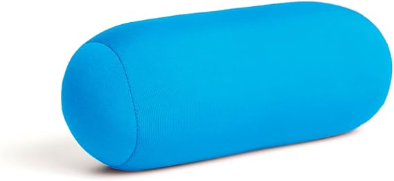 Travel Fanatics Mini Microbead Bolster Pillow 3.5x8 - Small Squishy Travel Support Pillow for Neck, Wrist, Arm and Knee - Blue