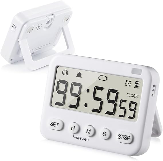 GH 99 Hours Digital Timer, Silent, Sound, Vibriting, Countdown, Count Up, Loop, Alarm, Clock, Small Timer for Study, Classroom, Office, Meditation, Lab, Sleep, Desk