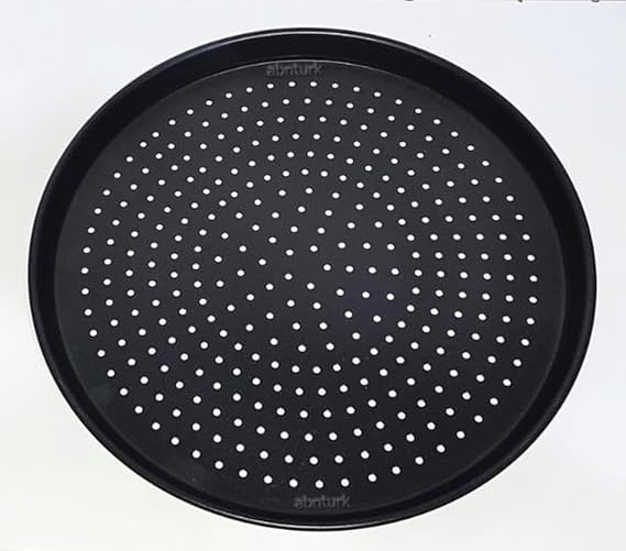 2 Adet Delikli Alüminyum Teflon Pizza Tavası 26cm Yapıştırmaz Eniyi Pizza Pişirme Sığ Fırın Tepsisi