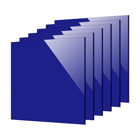 Gute 6Pcs Cast Acrylic Sheet 8x8 Blue,Opaque Plastic Panel 0.118" for DIY