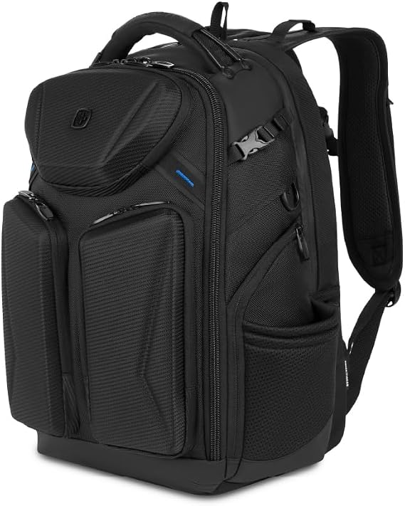 SwissGear Gamer Elite eSports Laptop Backpack, TSA Friendly Laptop Bag with USB Charger Port, Fits Gaming Headset and Keyboard, Blue/Black