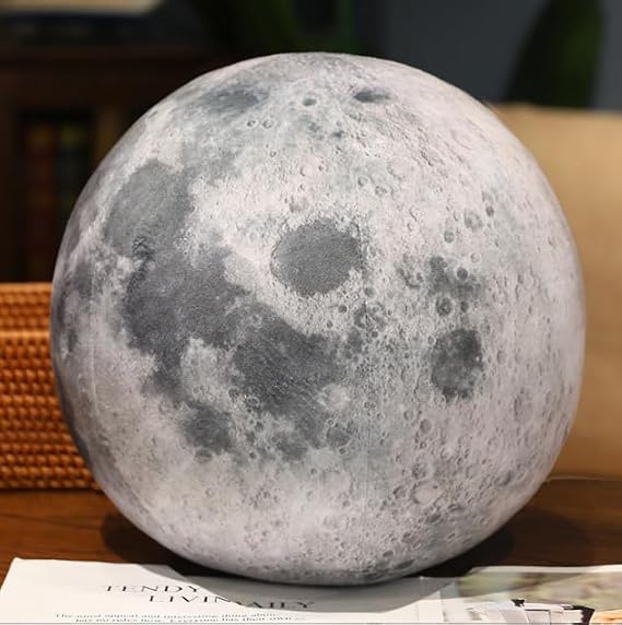 6.7"/17cm Super Cute Sun Plush Soft Pillow, Soft and Realistic Earth, Moon, Sun, Stuffed Plush Toy for Learning Science, Astronomy, Space, Blue Planet, Toy (Grey Moon)