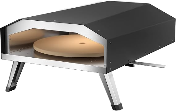 Gas Pizza Oven with Pizza Stone Diameter 330 mm with Rotating Function Portable for Garden and Outdoor Use