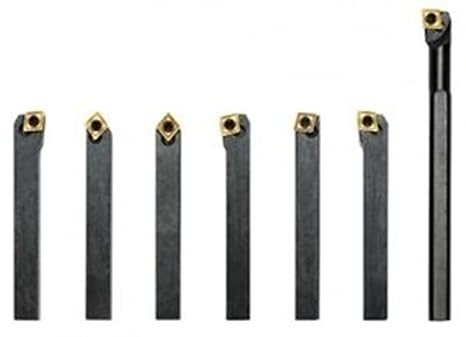 Indexable Lathe Tool Holder 7 Pcs Set 12mm + Boring Bar Ccmt Carbide Inserts