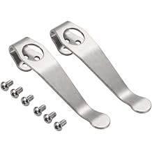 2-pack Titanium Deep Carry Pocket Clip Compatible with Spyderco Para 3 & Paramilitary 2 Knives - Custom Stone Wash Finish with 3 Screws