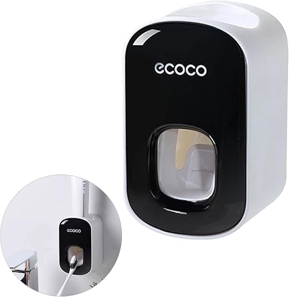 Automatic Toothpaste Dispenser,Waterproof & Easy to Clean Wall-Mounted Toothpaste Holder,Black Automatic Toothpaste Dispenser Bathroom Accessories for Kids,Adults (Black)