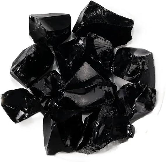 Simurg Raw Black Obsidian Stone 1lb Black Obsidian Rough Crystal Aroma Stone for Cabbing, Tumbling, Cutting, Lapidary, Polishing, Reiki Crystal Healing