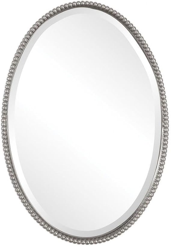 Uttermost Sherise Brushed Nickel 22" x 32" Oval Wall Mirror