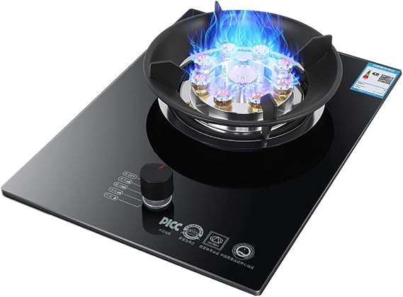 Gas Hob Built-In Gas Cooktop 5.2Kw Glass Cooker Hob Single Burner,With Ffd &Knob Child Lock Protection 43X33X9.5Cm B NG B NG