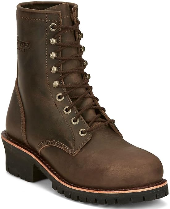 Chippewa Mens Classic 2.0 Logger 8 Inch Electrical Hazard Round Toe Work/Duty - Brown - Size 12 EE