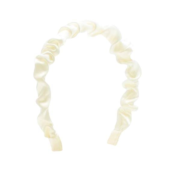 Wee Ones Girls' Crepe Satin Ruffled Holiday Headband, One Size, Antique White