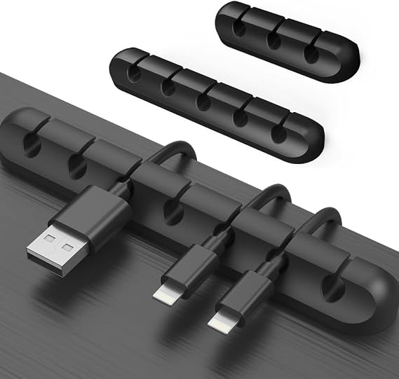 3 Pack Cable Clips Cord Management Organizer, Black, Silicone