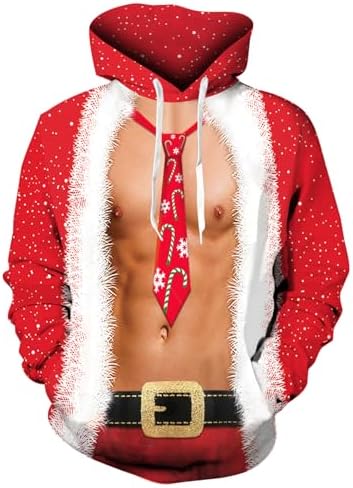 Ugly Christmas Hoodies for Men Women Xmas Funny Cool Sweatshirt Pullover With Pocket M-XXL