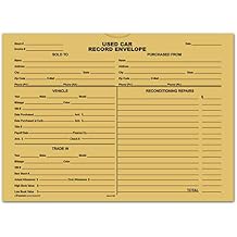 Used Car Record Envelopes - Deal Jackets for Used Vehicles (100 per pack) (Buff)