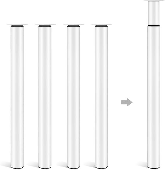 Dhouse Adjustable Breakfast Bar Legs 710-1100mm Metal Folding DIY Desk Worktop Legs for Dining Coffee Bar Table 60mm Diameter (White)