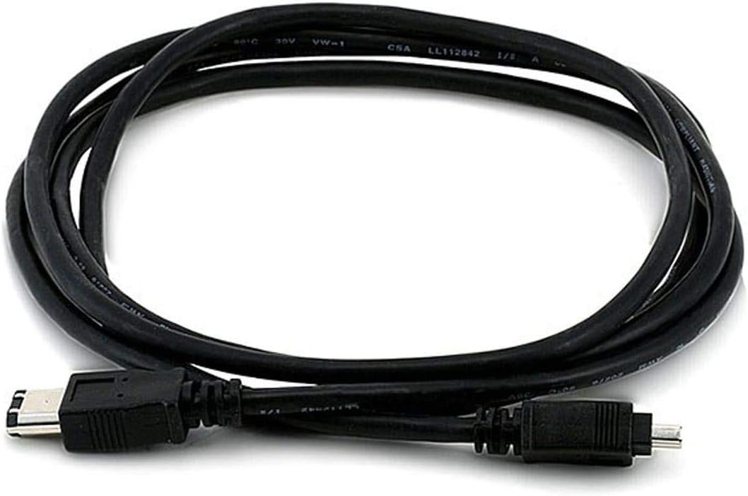 Monoprice 6-Feet IEEE-1394 FireWire iLink DV Cable 6P-4P MM, Black 102665