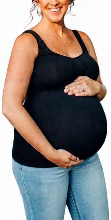 Maternity Built-in Belly Support Tank Top, Sleevless Women Pregnancy T-Shirt, Pregnant Women Fitness Yoga Top