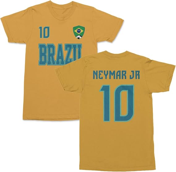 Brazil Neymar Jr 10 Soccer Inspired Jersey Style Unisex T-Shirt