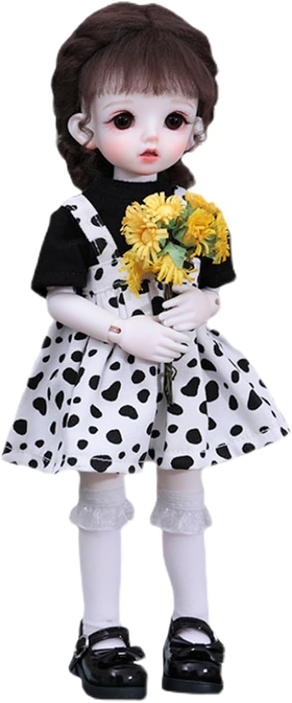 BJD Doll Full Set, 1/6 Spherical Joint, Girls, 10.2 inches 26 cm, SD Resin Spherical Joint Doll, Handmade, Cute, Cartoon, Bishoujo Full Set, Present, 1 Doll + Clothes + Shoes + Wig + Eyes + Face