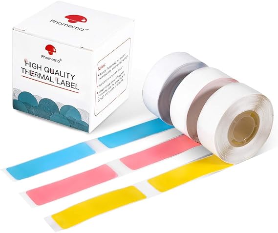 Phomemo D30 Thermal Label, self-Adhesive Paper,1/2"*1 7/8" (14mm * 50mm) | Ideal for home storage, office files, school supplies, kitchen jar marking & daily classification, 130 Labels/roll, 3 Roll