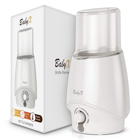 BabyX Fast Bottle Warmer for Breastmilk, Infant Formula, Baby Food Heater Quickly Warm and Sterilizer, Sanitize Pacifiers and Fits Most Bottle Size [Built-in Smart Temp. Controller]