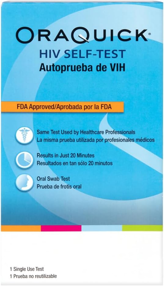 OraQuick HIV Self-Test, Oral Fluid, HIV Test kit at Home, 20 min Test, 1 Ct