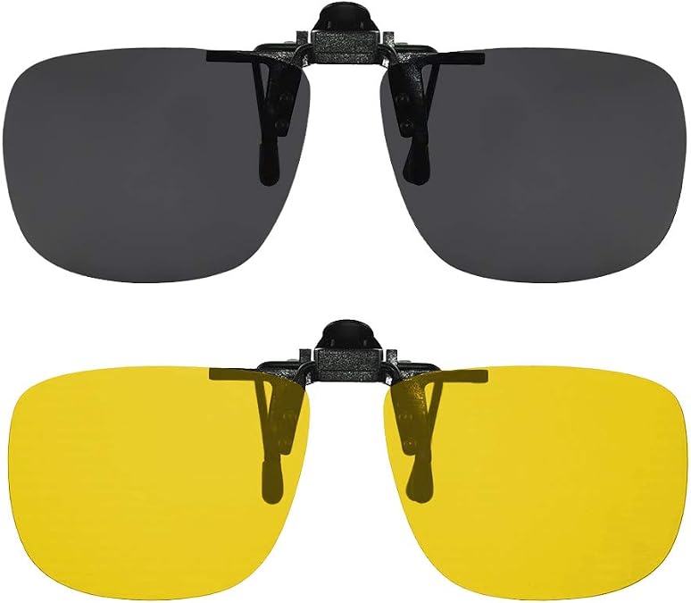 Success Eyewear Clip On Sunglasses Flip Up Polarized Sunglasses Clip onto Eyeglasses Over Prescription Glasses Case Included