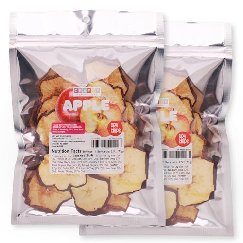 Premium Dried Apple Slices Dehydrated Apples - 2.5 OZ 2 Bags - 100% Natural Gluten Free Fruit Snacks Made in US Dried Apples No Sugar Added -Healthy Dried Apple Slices for Cocktails Crafts Potpourri 2 Packs