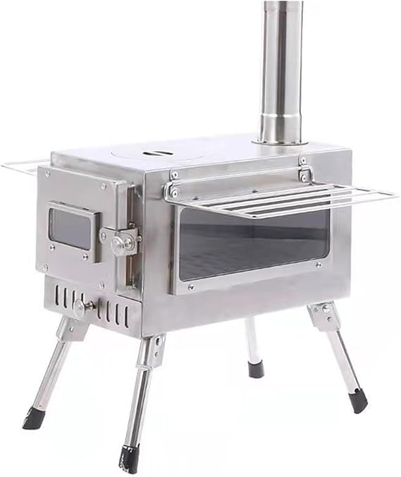 Hot Tent Stove Picnic Cubic Folding Cooking Tent Sauna Camp Solo Fireplace Portable Wood Stove Cassette Furnace(WHITE)