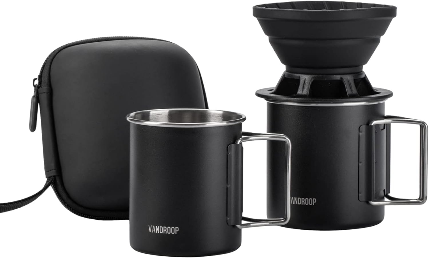 Vandroop Camping Coffee Set, Outdoor, Coffee Dripper, Small, Foldable, Silica Coffee Filter, For Travel, Business Trips, Camping, Mountain Climbing, Storage Bag Included For 1-2 Cups 2 Pieces