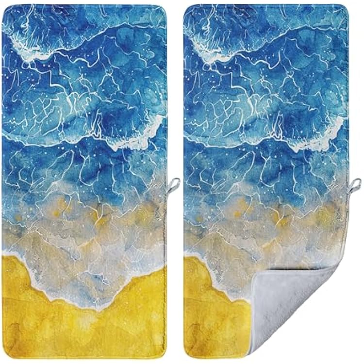 Beach Microfiber Hand Towels Set Modern Blue Seaside Soft Absorbent Towel for Bathroom Home Decor Pool