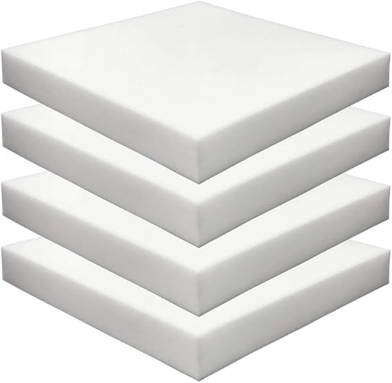 Foamma 4-Pack 2" x 18" x 18" High Density Upholstery Foam, Chair Cushion Square Foam for Dining Chairs, Wheelchair Seat Cushion Replacement