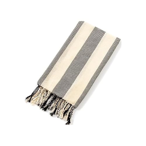 Striped Peştemal Banyo Havlusu Plaj Havlusu Siyah