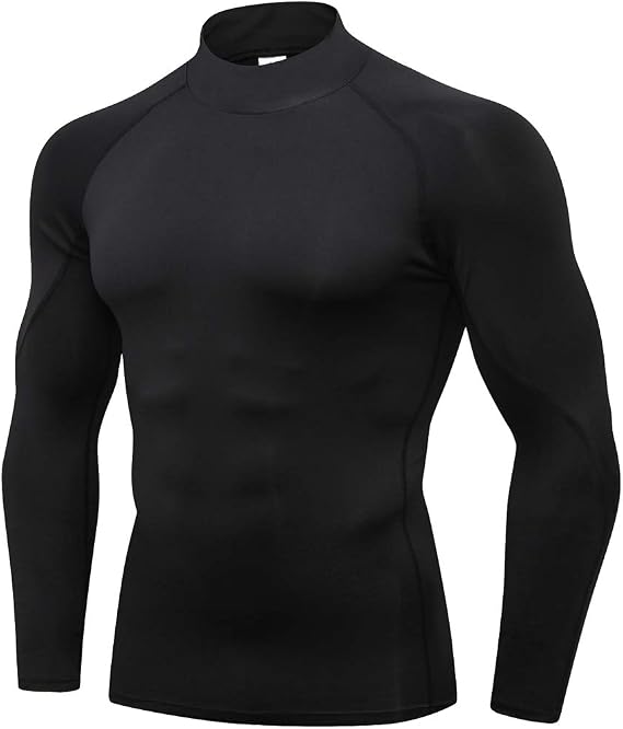 Men's Mock Compression Shirt UPF 50+ Long Sleeve Turtleneck Undershirts Baselayer Athletic Running T-Shirts Top