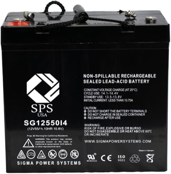 SPS Brand 12V 55Ah SLA Replacement Battery with i4 Terminal for FullRiver DC55-12, DC 55-12