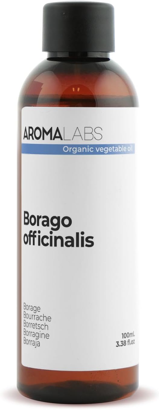 ORGANIC - BORAGE Oil - 100mL - 100% Pure, Natural, Cold Pressed And AB Certified - AROMA LABS (French Brand)