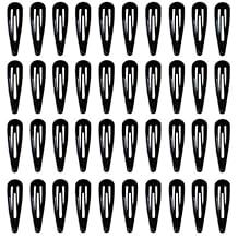 BeeSpring 40 Pcs Black Barrettes Small Snap Clip Size 30 mm(Small) Women Metal Hair Clips Accessories Water Drop Female Hair Clips