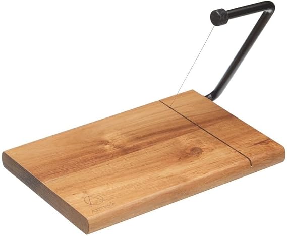 Artesà Acacia Wood Wire Cheese Slicer Board, 27 x 19 cm (10.5 x 7.5 Inch), Brown/Black