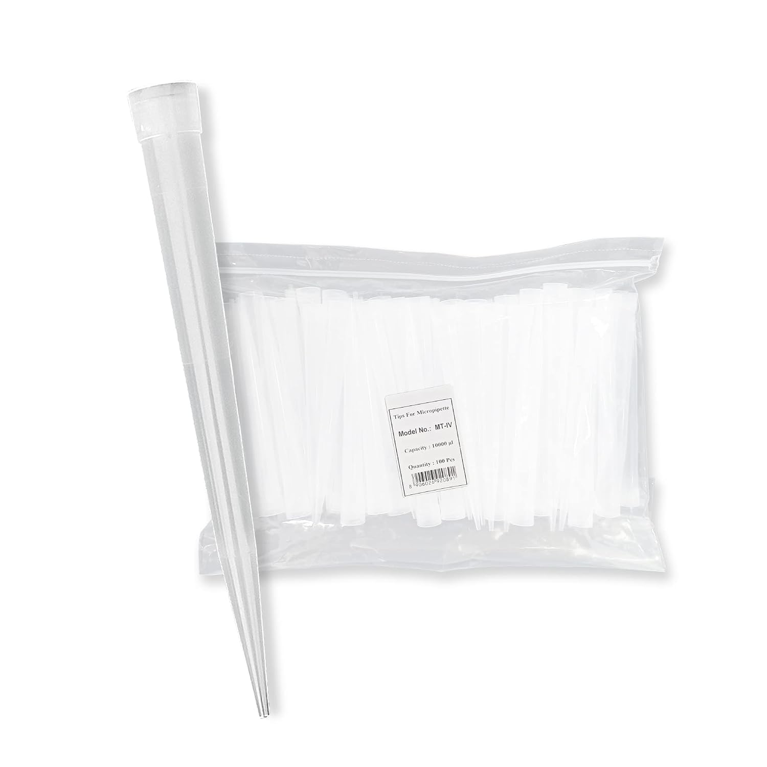 10 mL Micropipette Pipette Tips, Low-Retention Hydrophobic Transfer Pipette Tips, Nonpyrogenic Sterile Plastic, Clean-Release Laboratory Pipette Tips, 100 Count