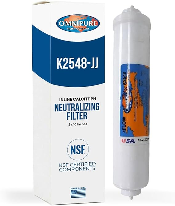Omnipure K2548 Inline Calcite pH Neutralizing Remineralization Water Filter for Reverse Osmosis 2 x 10 Inches (K2548-JJ)