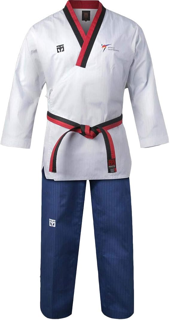 MOOTO Korea Taekwondo Poomsae Uniform WT Logo Taebek Poom MMA Martial Arts Karate Judo Kick Boxing (180(Height:180~189cm)(5.90~6.20ft), 1. Male)