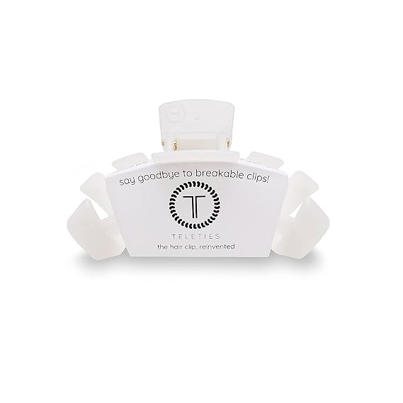TELETIES - Large Hair Clip - Strong Grip, Bendable Teeth, Comfortable Curved Design - Ideal for Thick Hair - For All Hair Textures - Coconut White