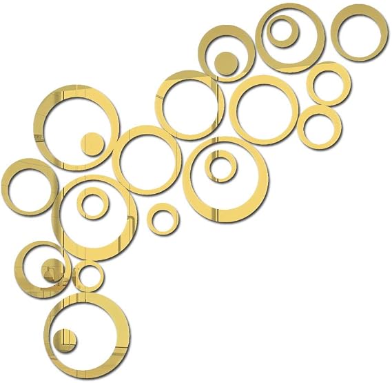 24 Pieces Wall Stickers Acrylic Circle Mirror Removable Mirror Wall Decoration Wall Decals Murals for Home Living Room Bedroom Decor (Gold-Circle)