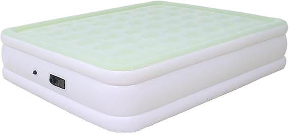 Queen Size Air Mattress Inflatable Bed with Built in Pump, 18in Blow Up Mattress for Bedroom, Green