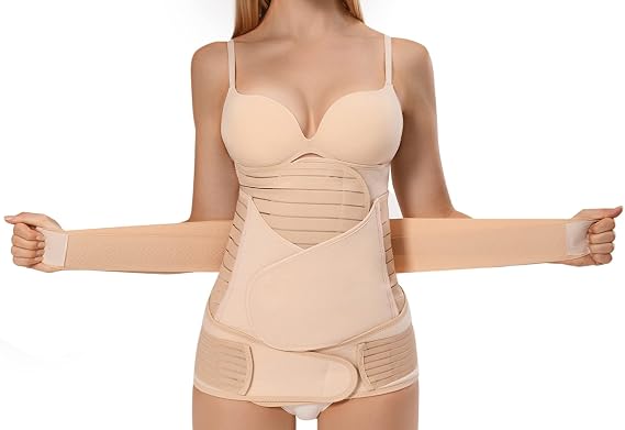 Postpartum Belly Band Wrap Girdle 3 in 1 Belt For Caesarean Natural Birth - C Section Waist/Pelvis Binder Body Shaper