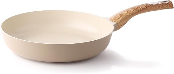 SENSARTE Nonstick Frying Pan Skillet, Egg pan, Omelette Pan, Healthy Cookware Chef's Pan, PFOA Free, 9.5 Inch, Taupe