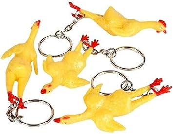 Rhode Island Novelty 3" Rubber Chicken Keychains, 12 Pieces per Order