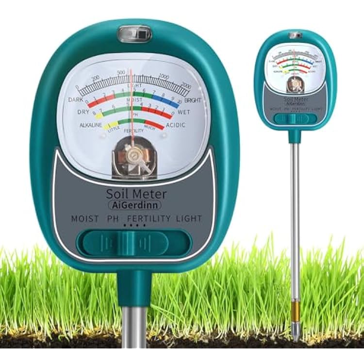 Soil Tester, Soil Moisture MeterSoil pH MeterSun-LightFertility for Gardening, Large Dial Soil pH Tester Plant Water Meter for Indoor&Outdoor Garden,Farm Soil Test Kit-Seablue