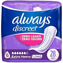 Always Discreet Adult Incontinence Pads for Women, Ultimate Absorbency, Long Length, Postpartum Pads, Up to 100% Bladder Leak Protection, 28 Count