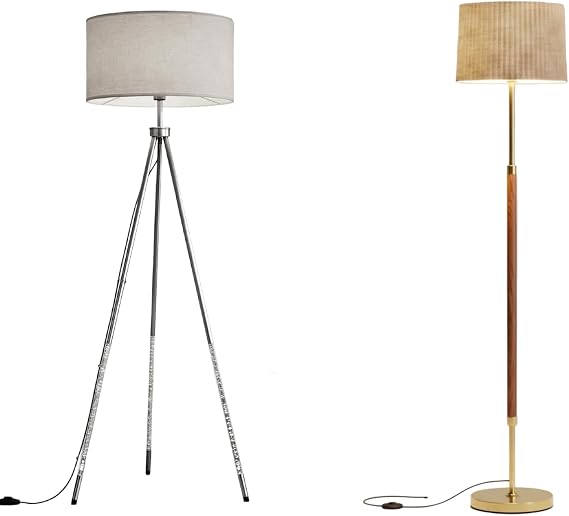 Modern Metal Tripod Floor Lamp+Mid-Century Modern Wood Floor Lamp